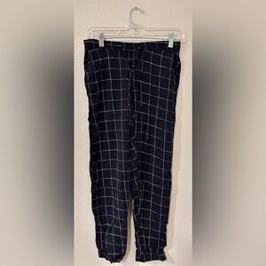 Mango Women's Black and White Plaid Trousers